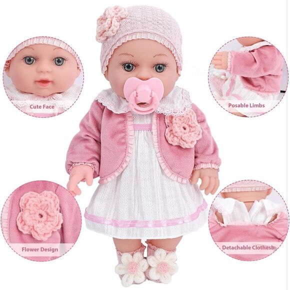 12" Girl Baby Dolls Playset Adoption Realistic Soft Doll with Clothes. NIB - Picture 5 of 7